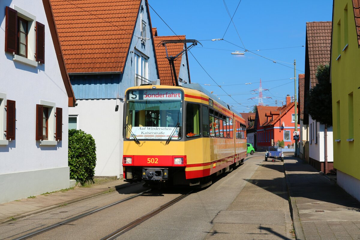 AVG Stadtbahnwagen 502 bei einer Sonderfahrt am 05.09.21 in Karlsruhe