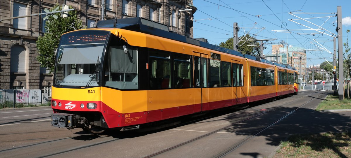 AVG Stadtbahnwagen 841 am 20.08.20 in Karlsruhe