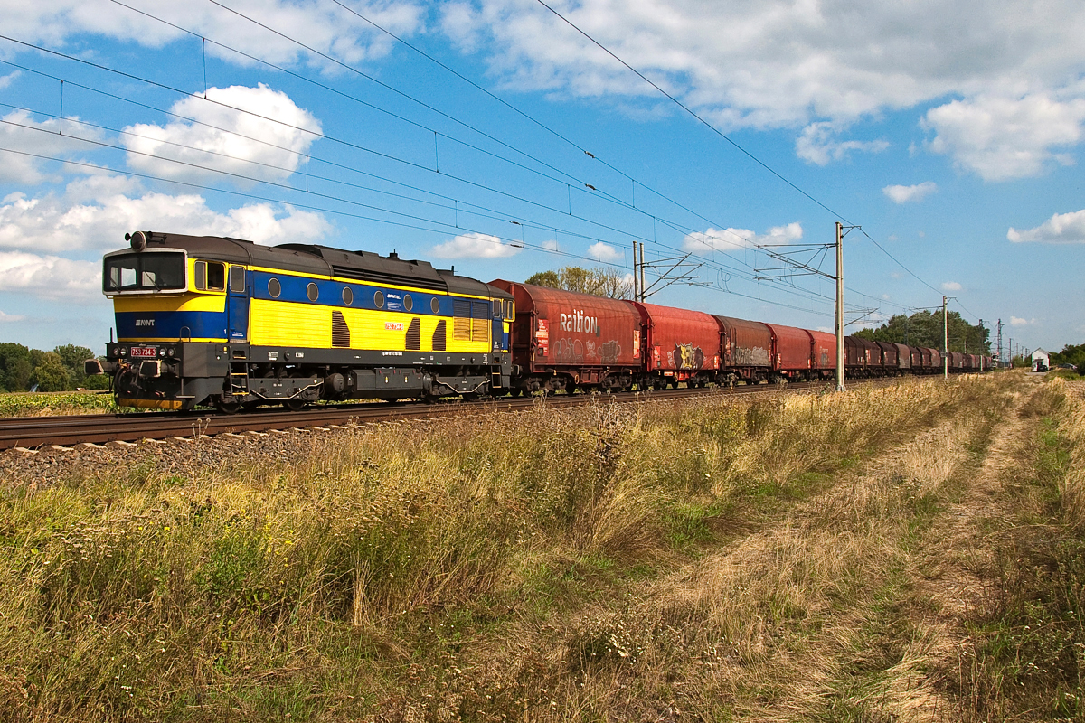 AWT 753 734 ist bei Lanzhot in Richtung Breclav unterwegs. Die Aufnahme entstand am 21.08.2013.