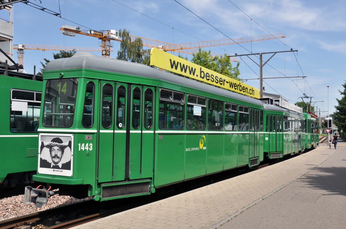 B 1443 an der Endstation der Linie 14 in Pratteln. Die Aufnahme stammt vom 06.06.2014.