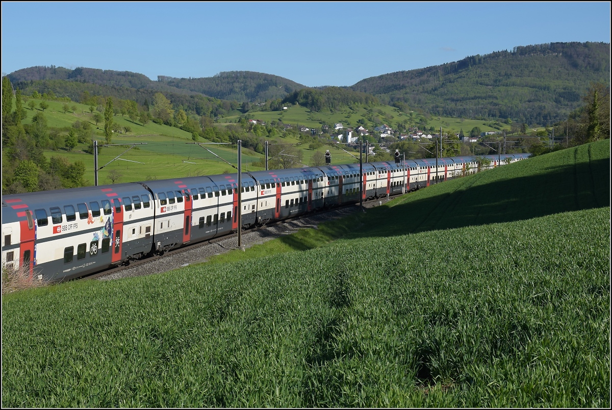Bahn 2000-Dostoschlange am Bzberg. Hornussen, Mai 2017.