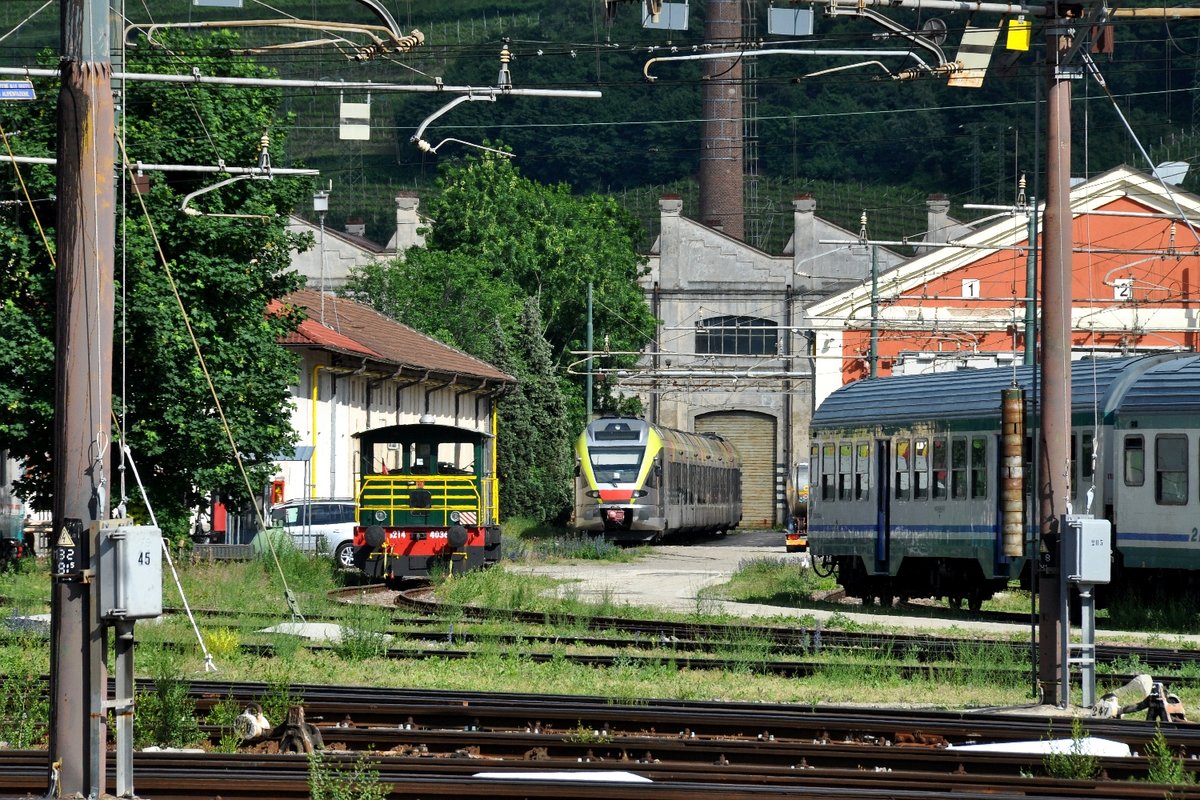 Bahnhof Bolzano/Bozen, 15.05.2016, mit Verschublok D 214.4036