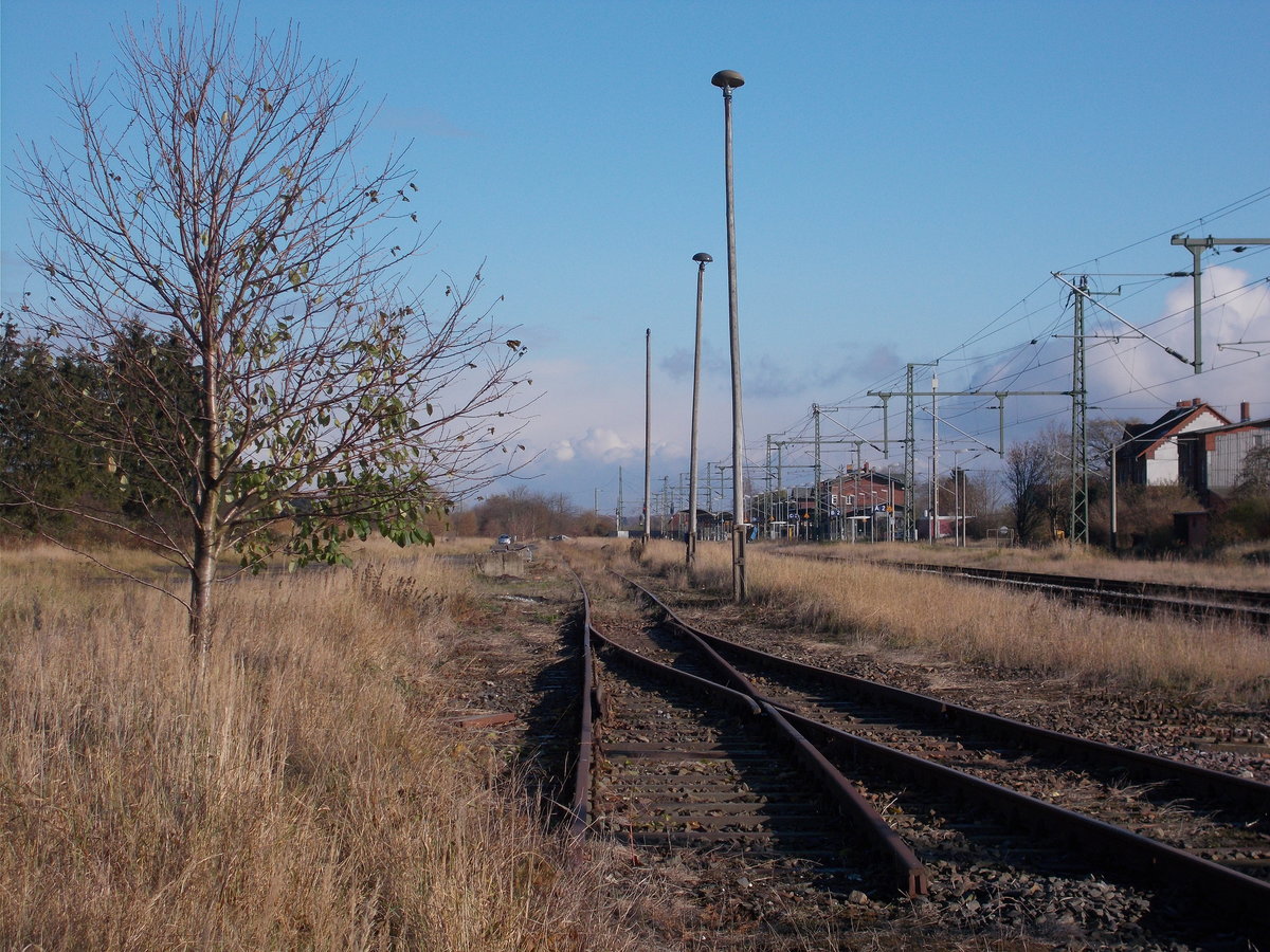Bahnhof Velgast mit dem Ladegleis am 11.November 2016.