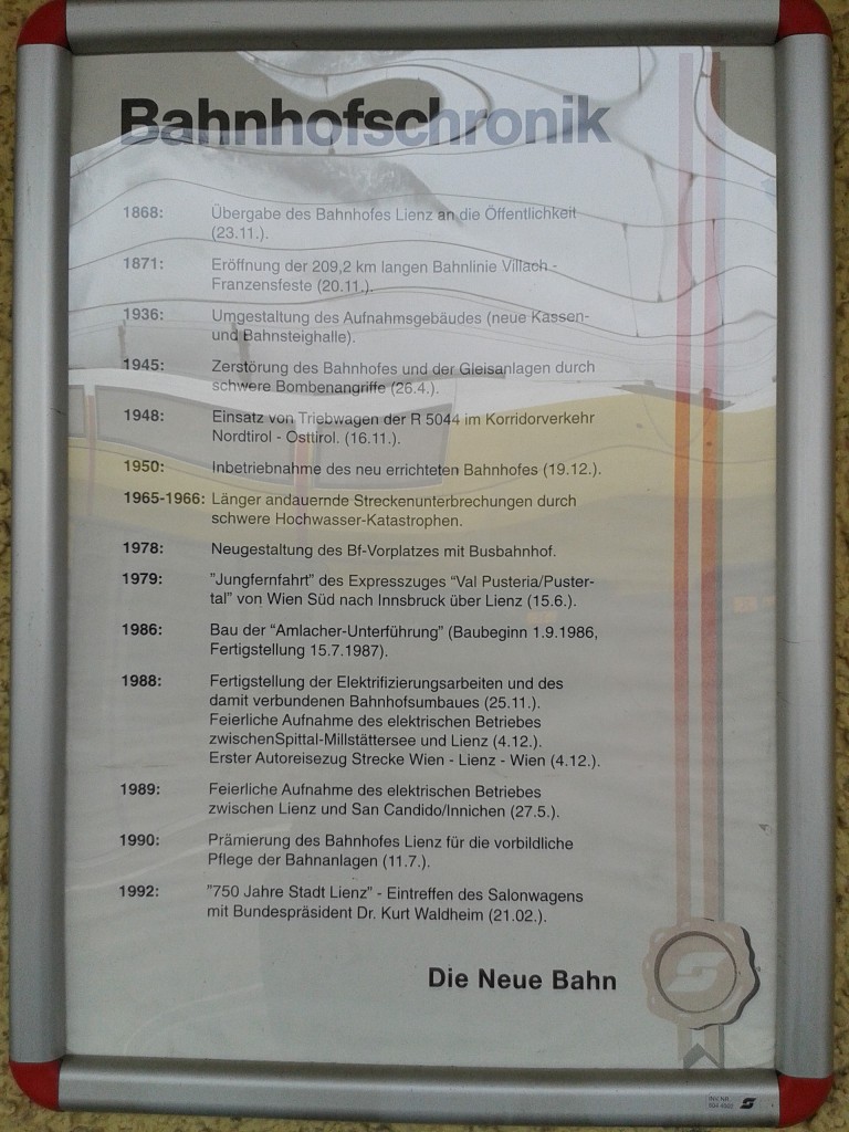 Bahnhofschronik des Bahnhofs Lienz (26.3.2015)