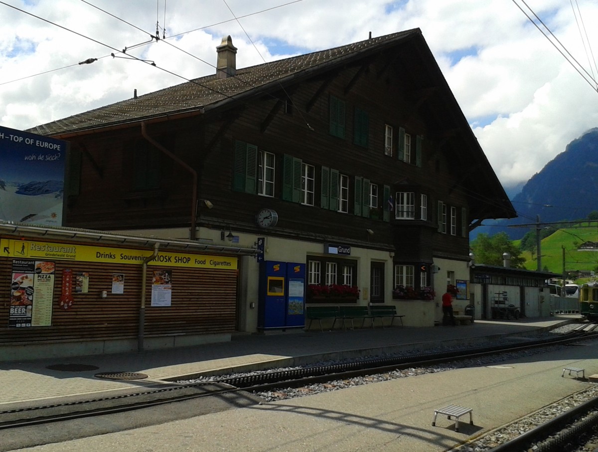 Bahnhofsgebäude von Grindelwald Grund am 23.7.2015