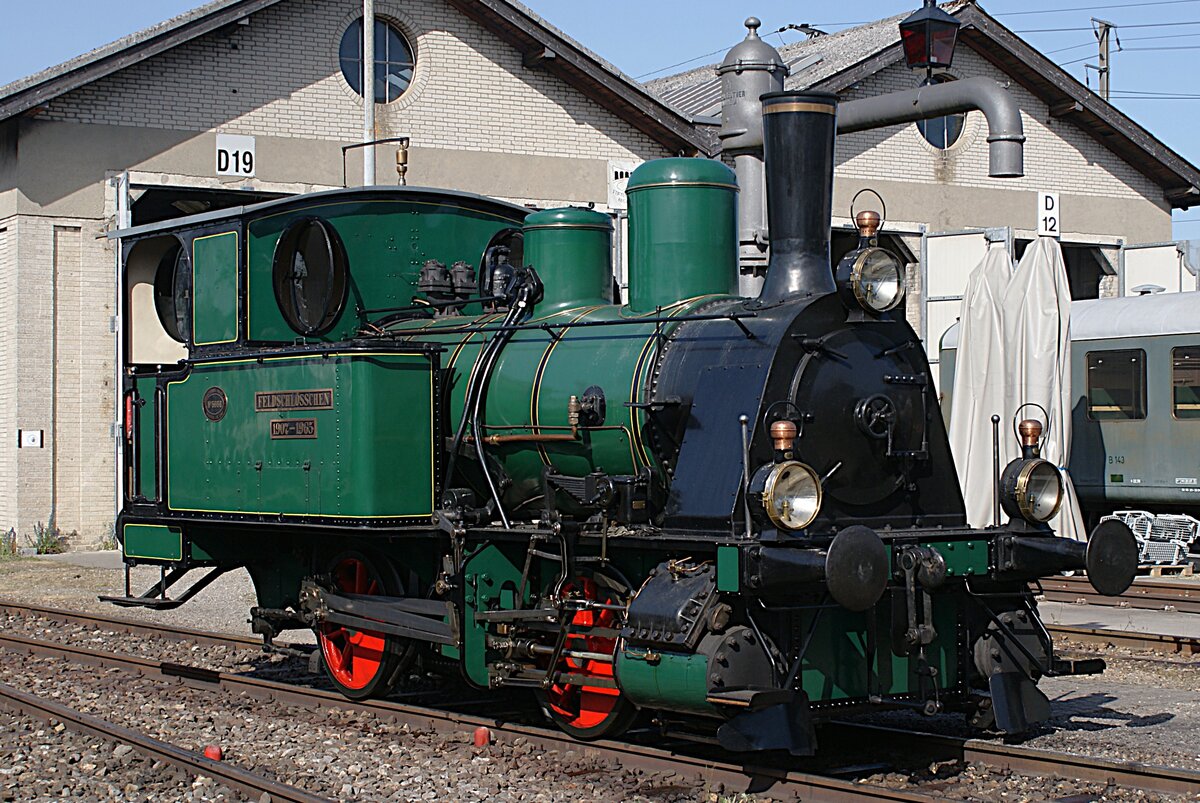 Bahnpark Brugg: E 2/2 der Feldschl�sschen Getr�nke AG (Krauss, Nr. 5666, 1907), Brugg, 24. Mai 2026 (Bahnpark Brugg,  Tage der offenen Tore , 23./24. Mai 2026).