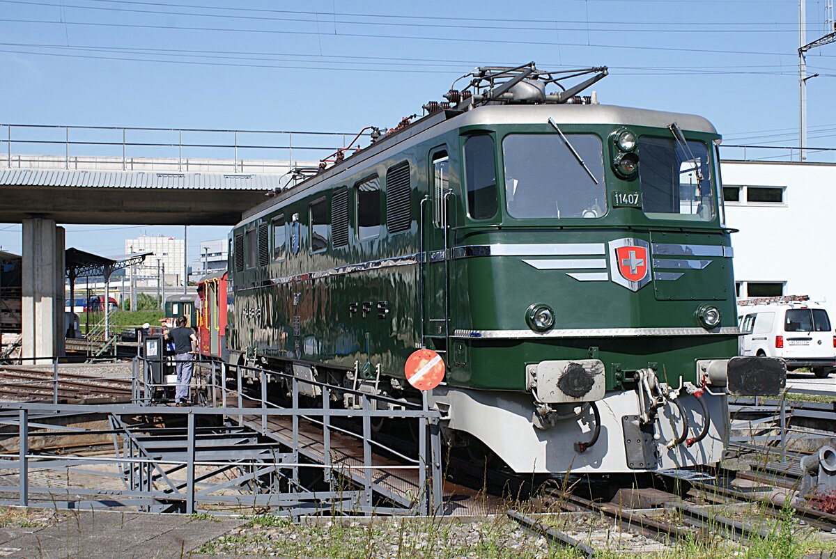 Bahnpark Brugg, SBB Historic: Ae 6/6 11407  Aargau , Brugg, 24. Mai 2026 (Bahnpark Brugg,  Tage der offenen Tore , 23./24. Mai 2026).