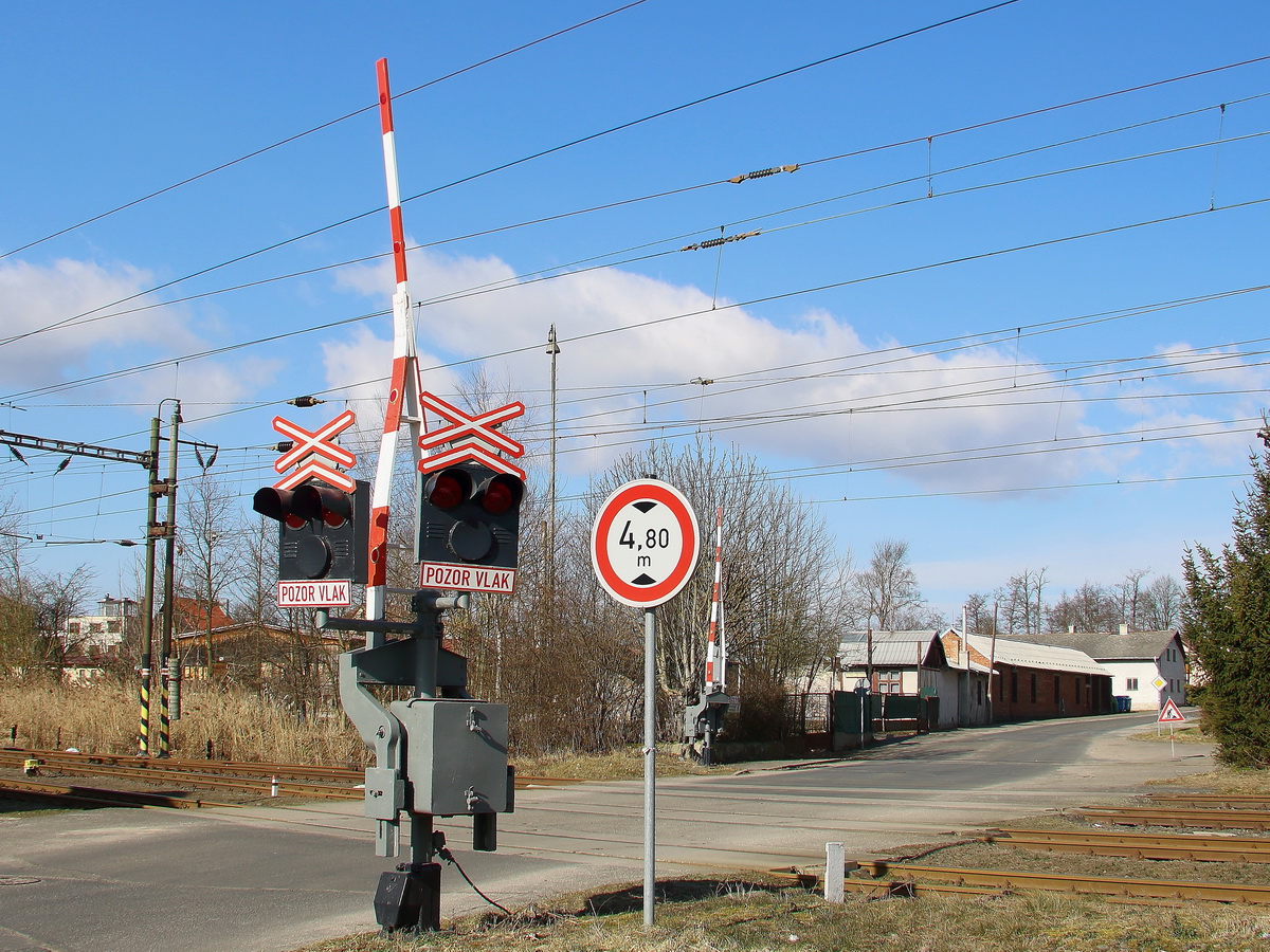 Bahnübergang in Frantiskovy Lazne (Tschechien) am 24. Februar 2018.

