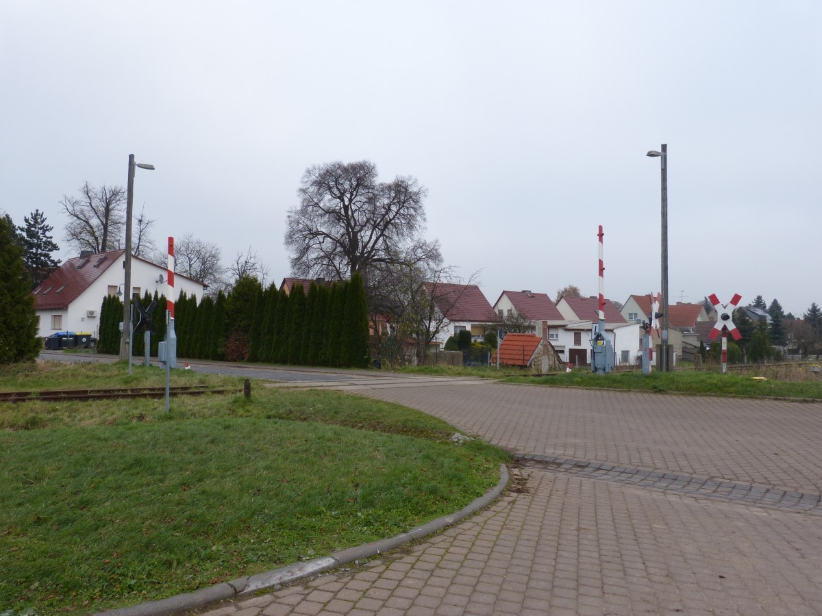 Bahnbergang in der Ortschaft Gehofen (Unstrutbahn) 16.11.2013