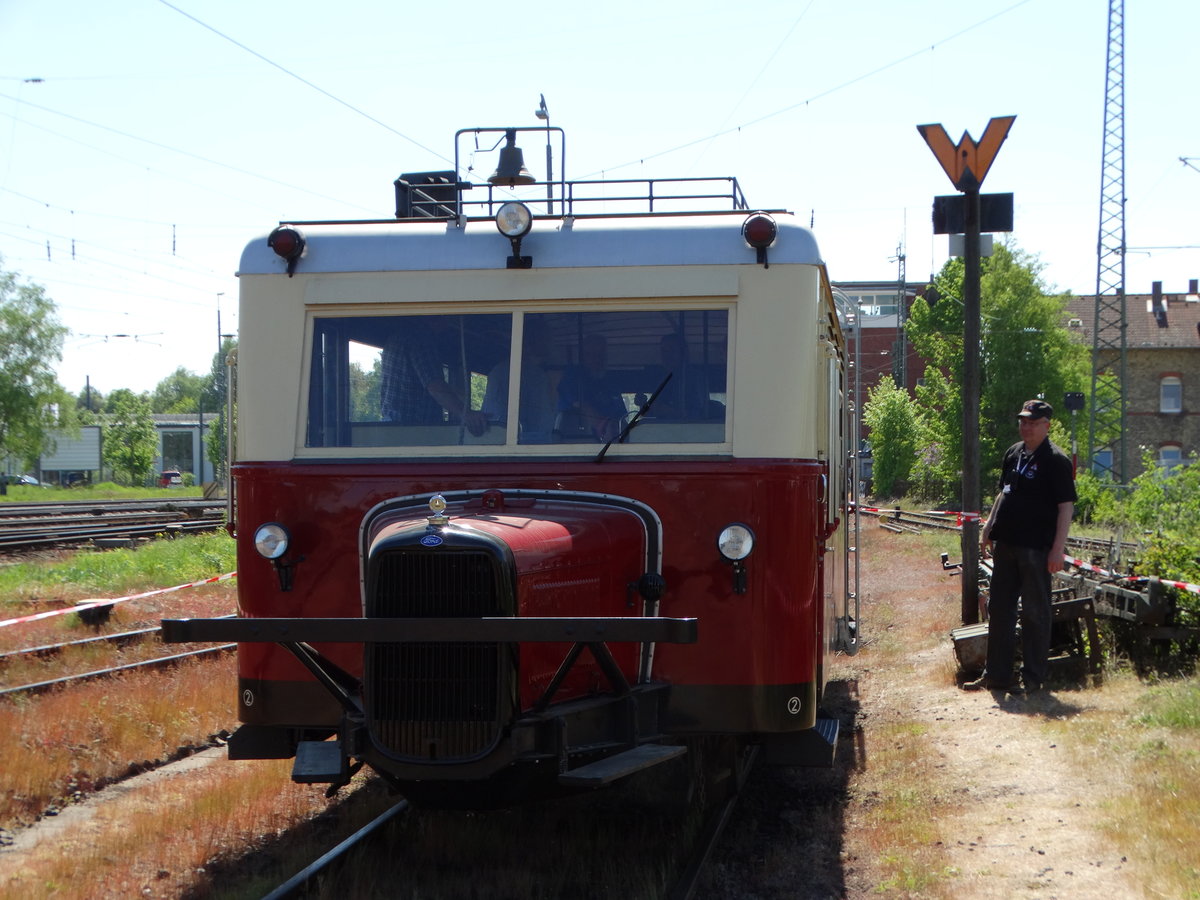 Bahnwelt Darmstadt Kranichstein Schweineschnäutzen T141 (Triebwagen- und Waggonfabrik Wismar 20203, Typ Hann. B) am 07.05.16 