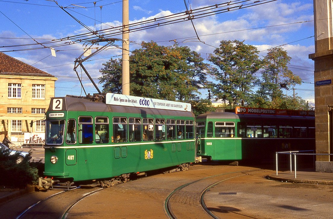 Basel 467 + 1449, Badischer Bahnhof, 24.09.1987.