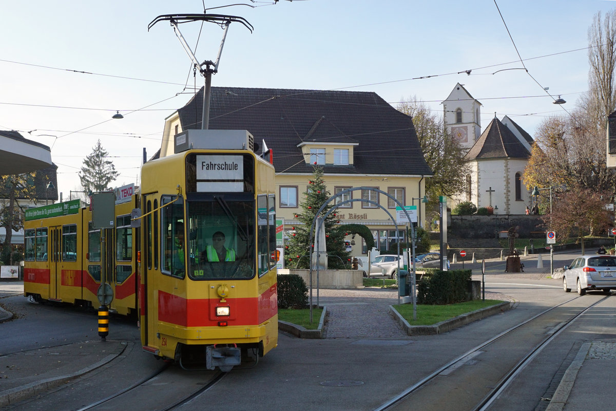 Baselland Transport BLT.
Strassenbahnimpressionen in Allschwil vom 22. November 2019.
Foto: Walter Ruetsch