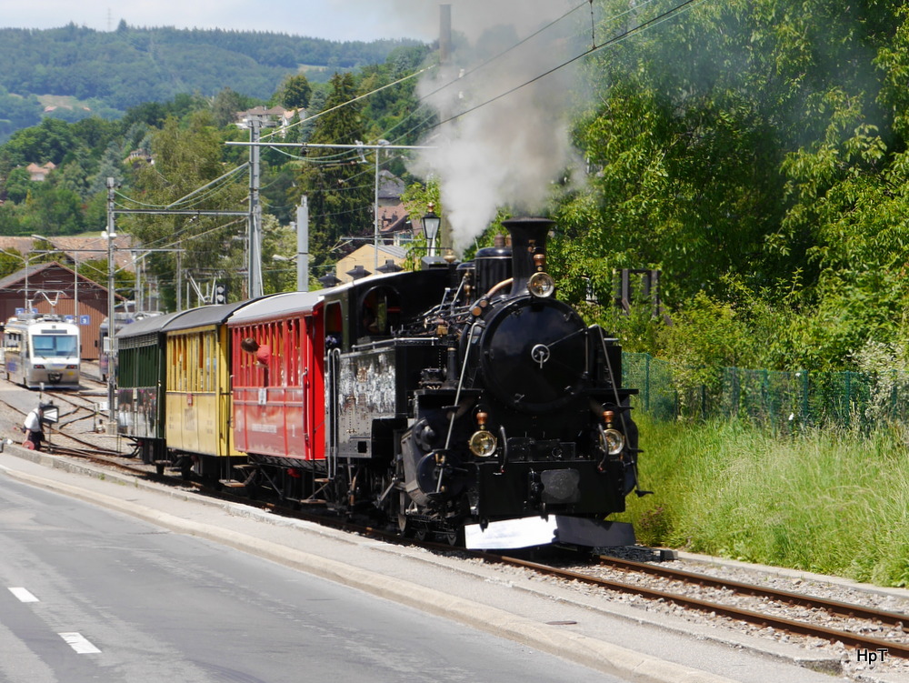 BC - Dampfzug in Blonay mit der Lok HG 3/4 3 ex FO/MGB unterwegs in Blonay am 06.07.2014