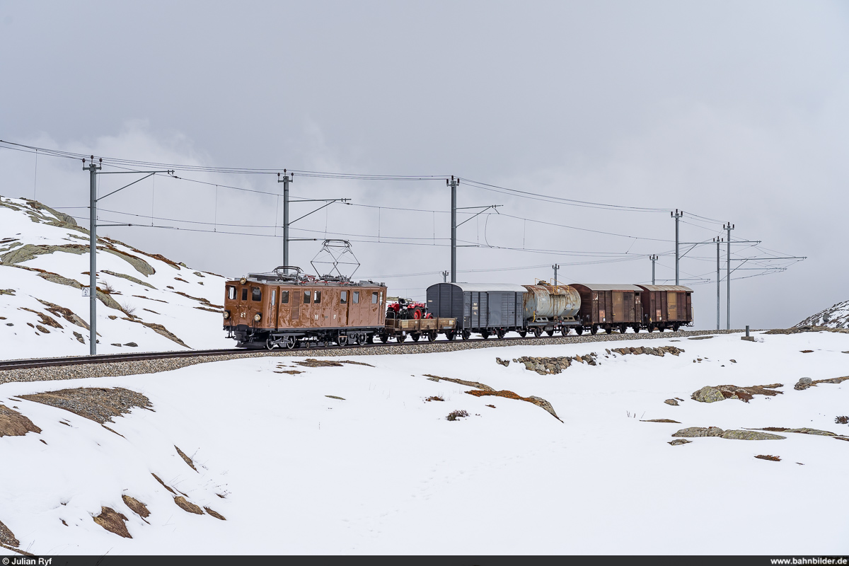 BC Ge 4/4 81 / Berninapass, 6. Mai 2022<br>
Private Fotofahrt