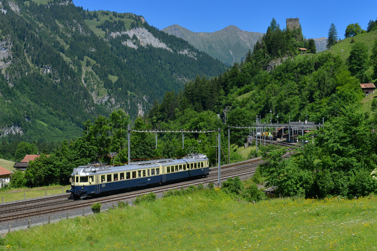 BCFe 4/6 736 bei einer Sonderfahrt am 11.06.2017 bei Blausee. 
