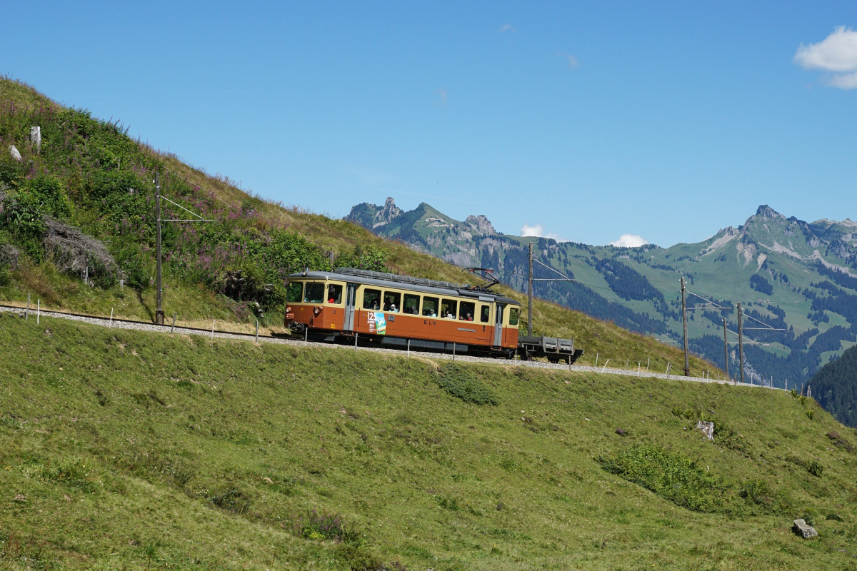 BDe 4/4 21 fährt am 14.08.2016 von Grütschalp Richtung Winteregg.