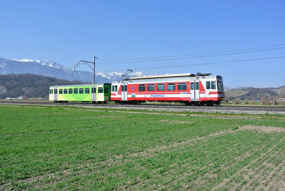 BDeh 4/4 503 und Bt 531 bei Villy, 18.03.2015.