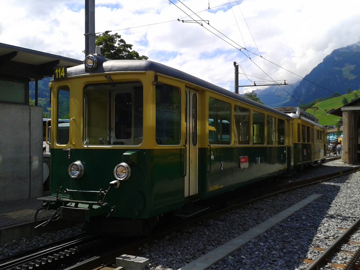 BDeh 4/4 Nr. 114 am 23.7.2015 abgestellt im Bahnhof Grindelwald Grund.