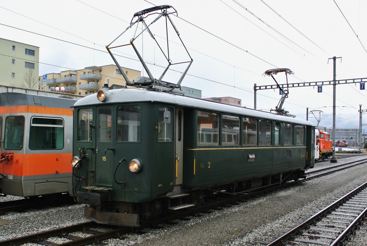 Be 4/4 115 abgestellt in Bulle, 14.01.2014.