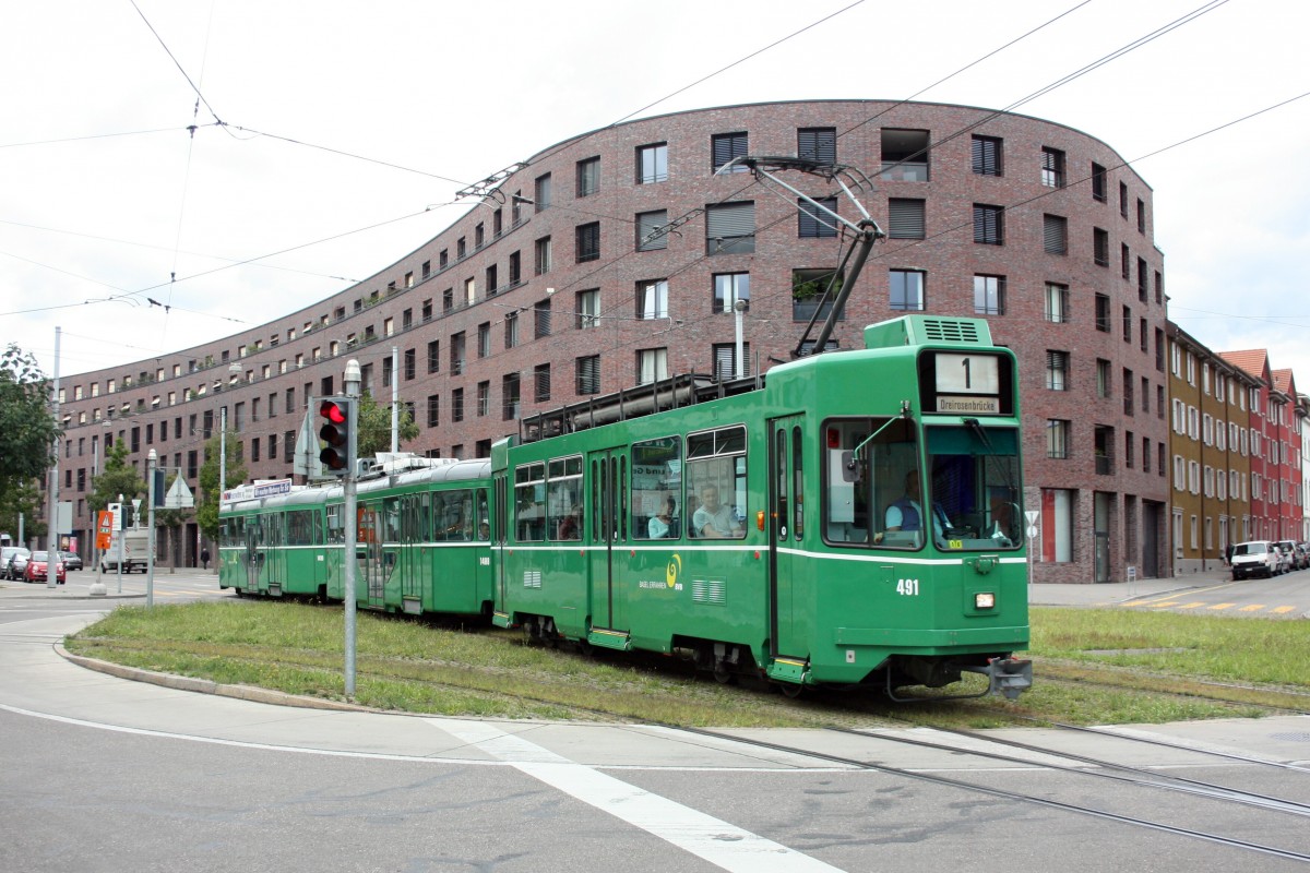 Be 4/4 491 + B4S 1488 + B4S 1490 beim Lothringerplatz am 23.08.2014