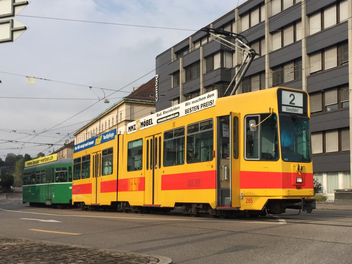 Be 4/6 265 unterwegs auf der Sonntag Morgen Plausch& Fotofahrt vom Tramclub Basel bei der IWB, 09.08.2015