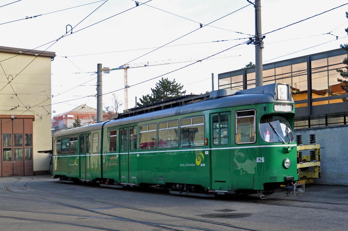 Be 4/6 Düwag 626 ist für den Verlad nach Belgrad in der Hauptwerkstatt bereit gestellt worden. Die Aufnahme stammt vom 25.01.2016.