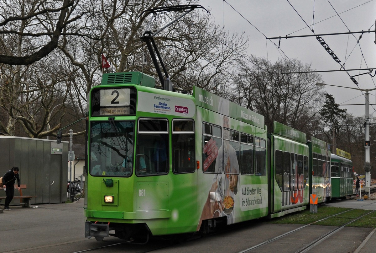 Be 4/6S 661 auf der Linie 2 bei der Haltestelle Eglisee. Die Aufnahme stammt vom 22.02.2014.