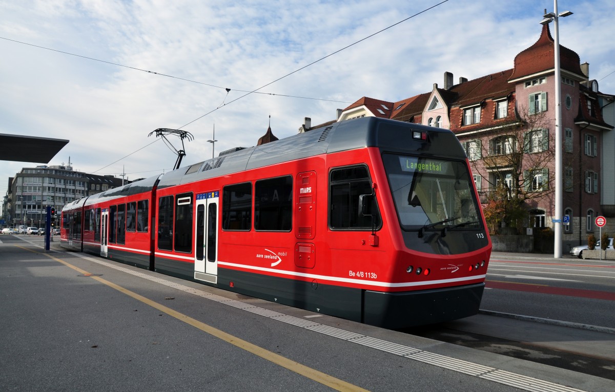 Be 4/8 113 am Bahnhof Solothurn. Die Aufnahme stammt vom 08.11.2012.