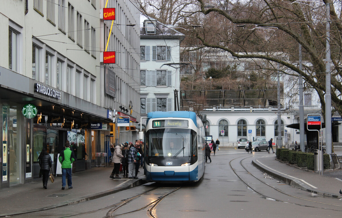 Be 5/6 3057 beim Bhf. Stadelhofen am 14.01.2017.