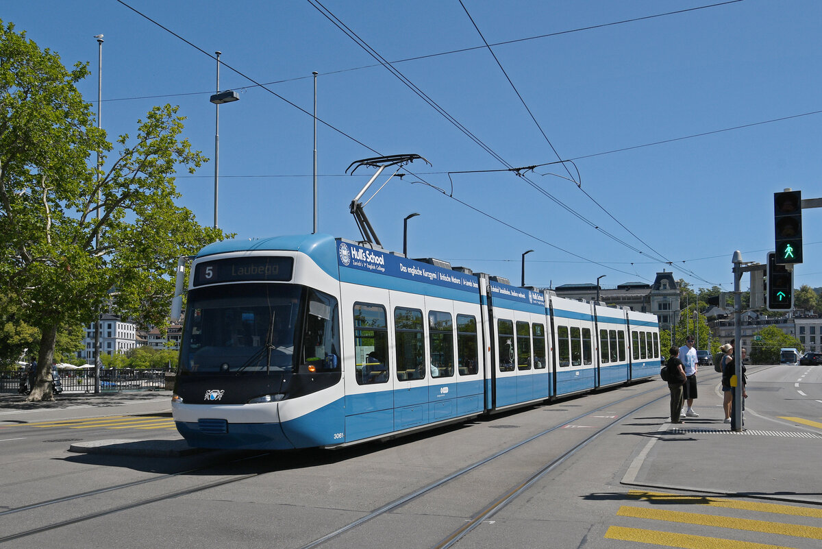 Be 5/6 Cobra 3061, auf der Linie 5, f�hrt am 24.07.2026 bei der Haltestelle B�rkliplatz ein. Aufnahme Z�rich.