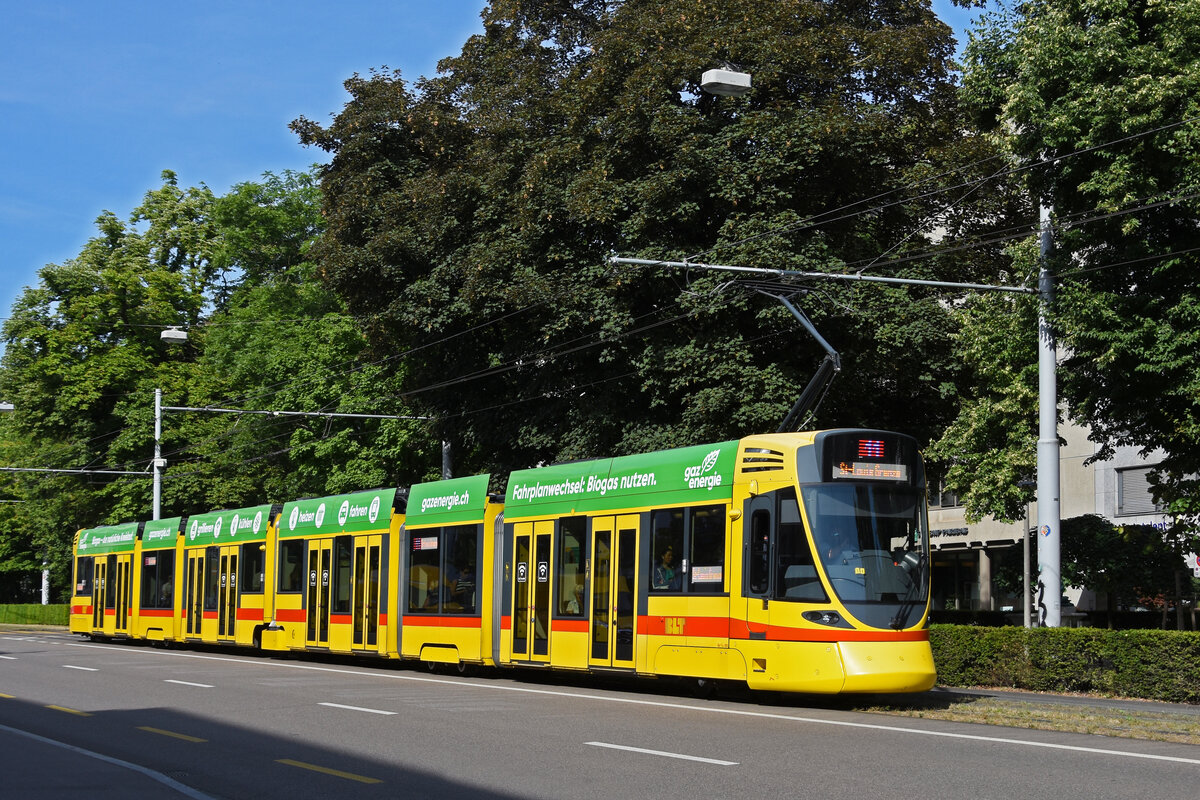 Be 6/10 Tango 181, auf der Linie 11, fährt zur Haltestelle am Aeschenplatz. Die Aufnahme stammt vom 17.06.2022.