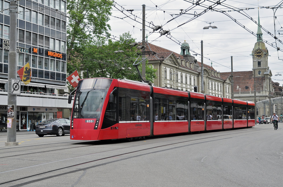 Be 6/8 655, auf der Linie 9, fährt zur Haltestelle beim Bubenbergplatz. Die Aufnahme stammt vom 09.06.2017.