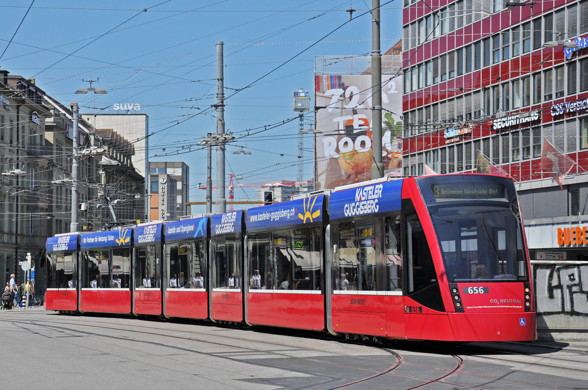 Be 6/8 Combino 656, auf der Linie 8, fährt zur Haltestelle Hirschengraben. Die Aufnahme stammt vom 09.07.2018.