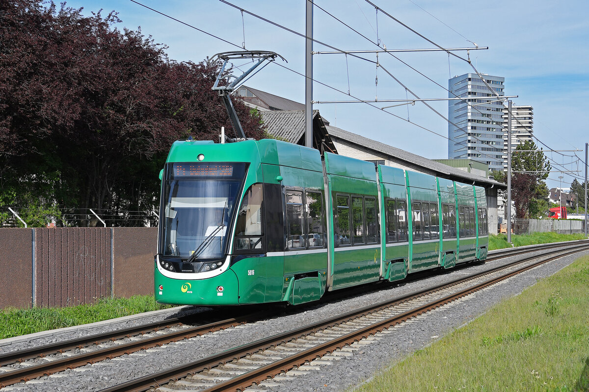 Be 6/8 Flexity 5016, auf der Linie 14, fährt am 13.04.2024 zur Haltestelle Kästeli.
