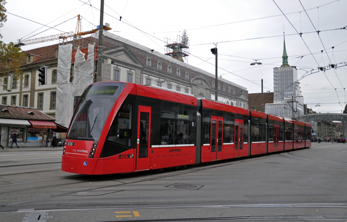 Be 6/8 mit der Betriebsnummer 656 auf der Linie 9 beim Bubenbergplatz. Die Aufnahme stammt vom 08.11.2013.