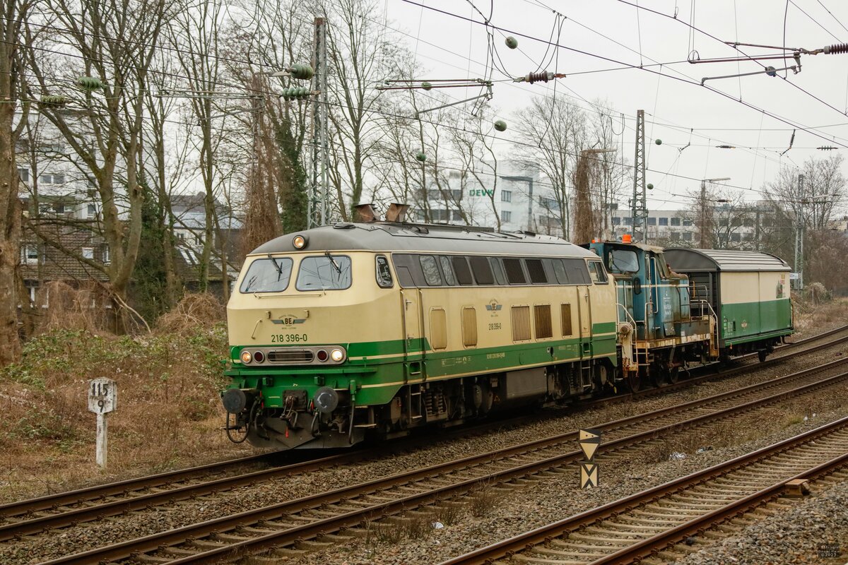 BEG 218 396-0 mit Haba 6 (V60) als �berf�hrung nach Neuwied in Wuppertal, Februar 2023.