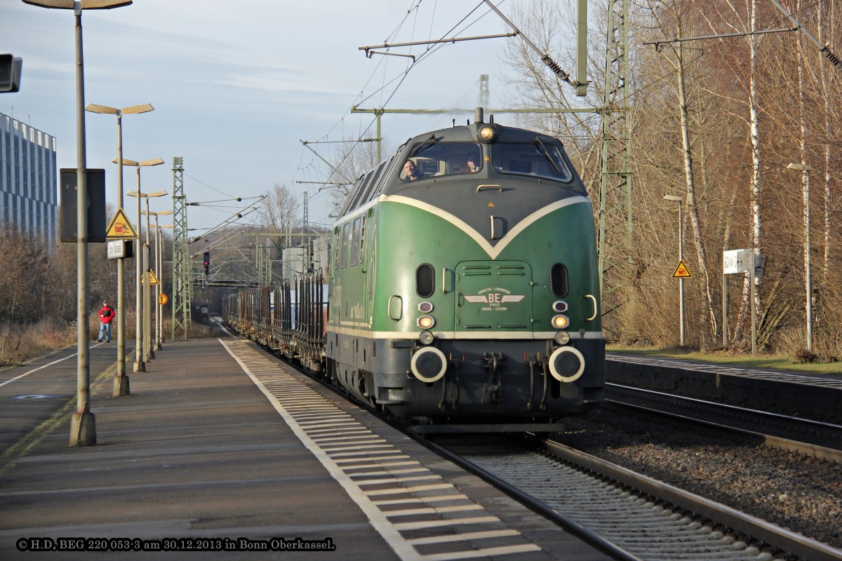 BEG 220 053-3 Brohltalbahn in Bonn Oberkassel, Dezember 2013.