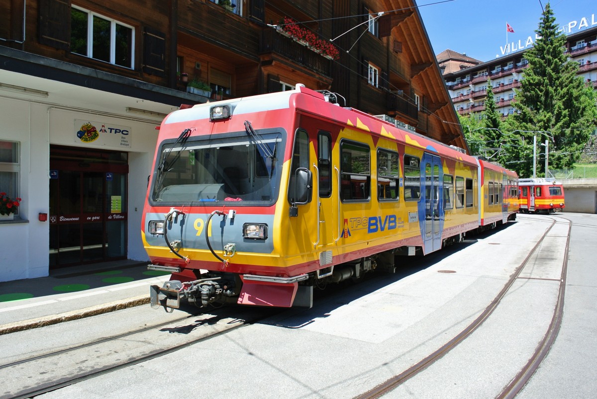 Beh 4/8 Nr. 91 in Villars-sur-Ollon, 03.07.2014.