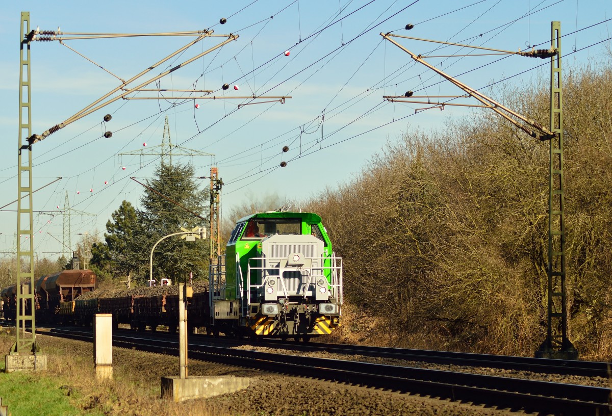 Beim Rangieren in Lintorf mit einem Bauzug 0650 100-7. 8.3.2015
