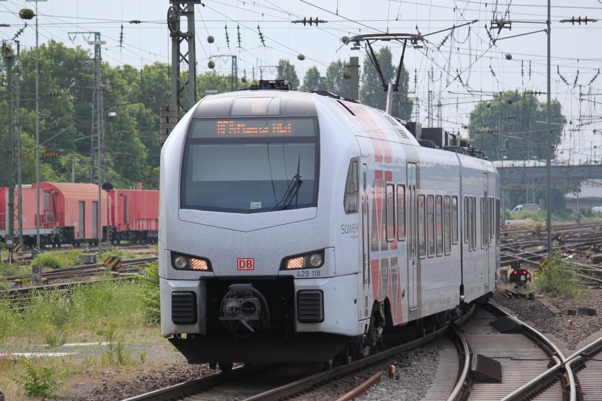 Bereitstellung des Süwex Flirt 429 118 als RE14 nach Mainz am 05.06.2017 in Mannheim. 