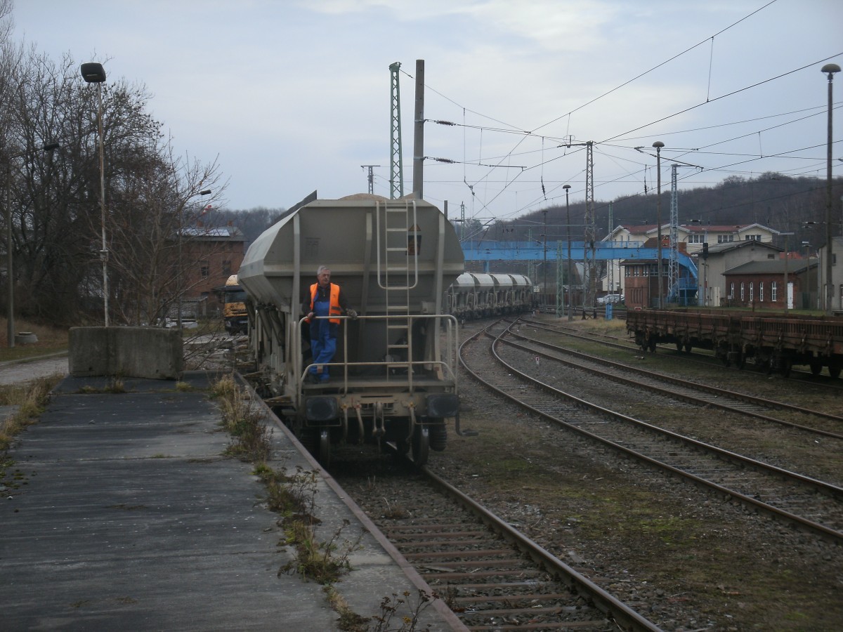 Bereitstellung,zur Entladung,wurden tschechische Faccnswagen,am 18.Dezember 2013,in Bergen/Rügen.