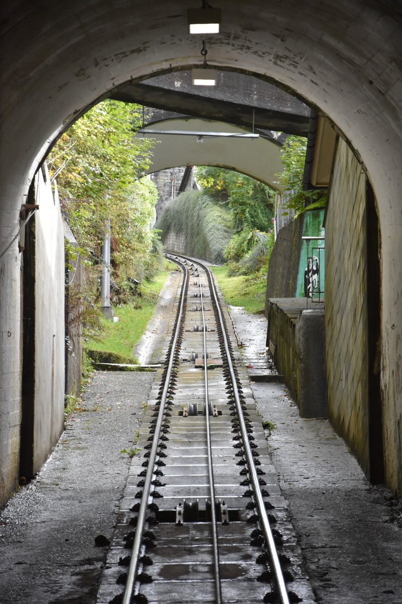 BERGEN (Provinz Hordaland), 10.09.2016, kurz nach dem Start in der Talstation in Richtung Fløyen, dem 320 m hohen Hausberg Bergens