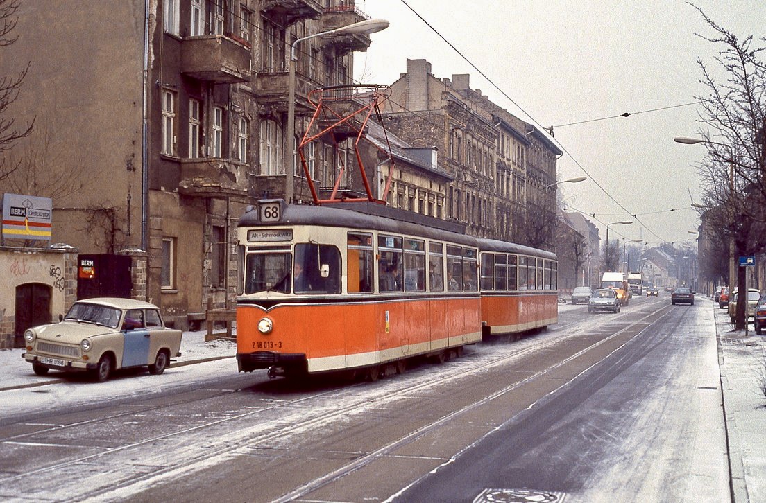 Berlin 218 013 + 268 058, Grünauer Straße, 19.02.1994.