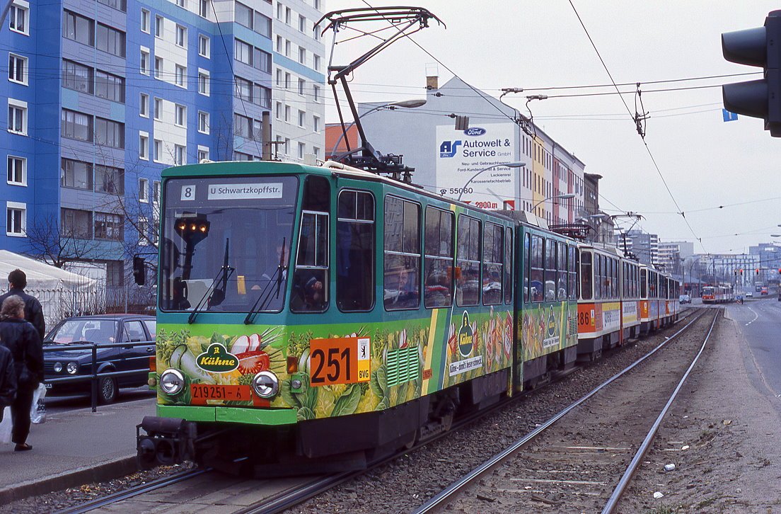 Berlin 219 251 + 219 286, Landsberger Allee, 13.03.1995.
