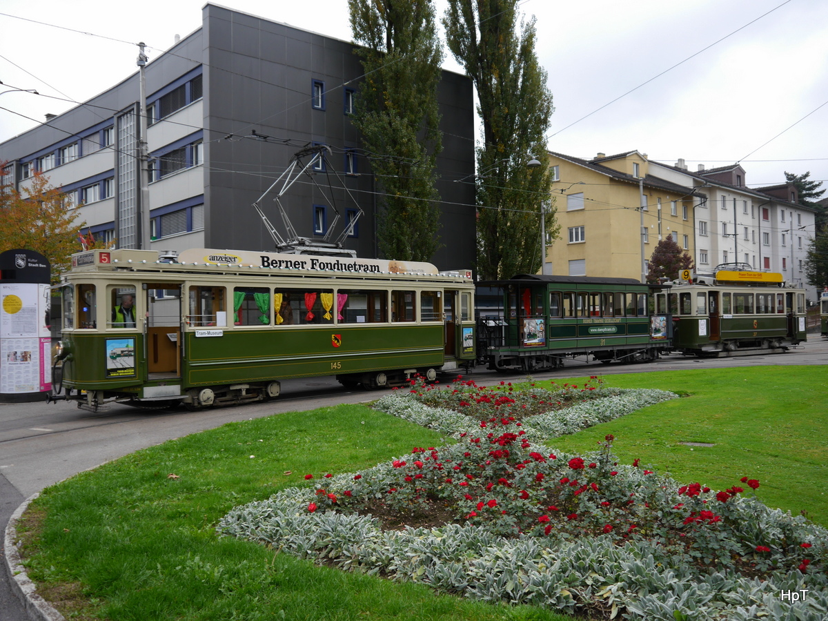 Bern Mobil / Tramverein Bern - Rangierfahrten mit dem Be 4/4 145 vor der Remise Bern Weissenbühl zur Vorbereitung der Tramparade anlässlich der 125 Jahr Feier des Berner Tram am 11.10.2015