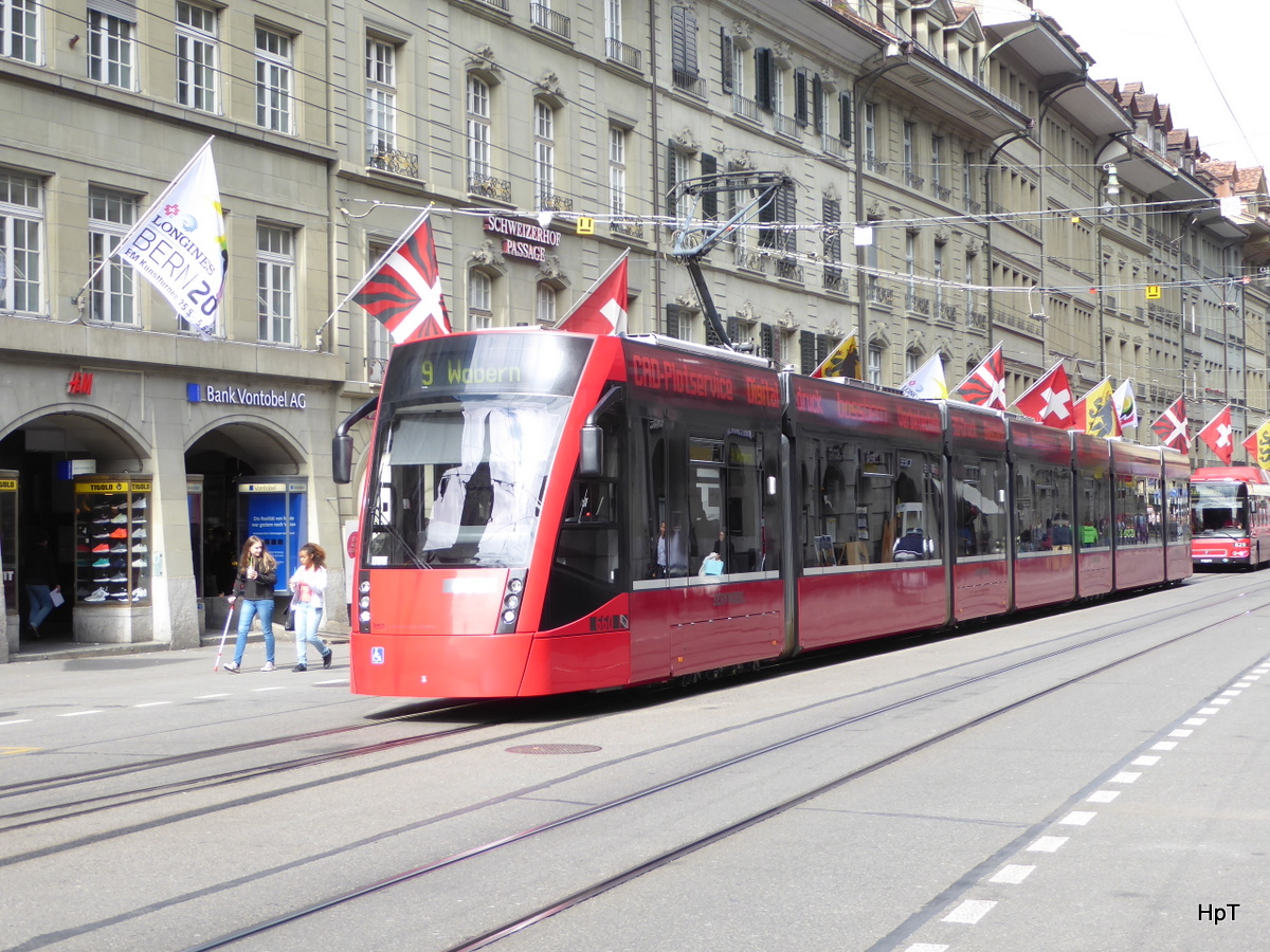 Bern Mobil - Be 6/8  660 unterwegs auf der Linie 9 in der Stadt Bern am 24.05.2016