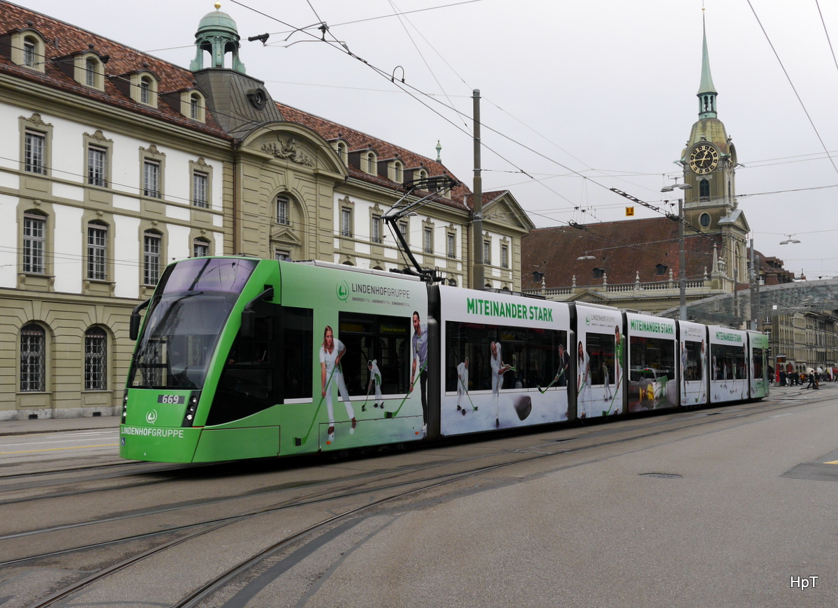 Bern Mobil - Tram Be 6/8 669 unterwegs auf der Linie 9 in Bern am 06.01.2018