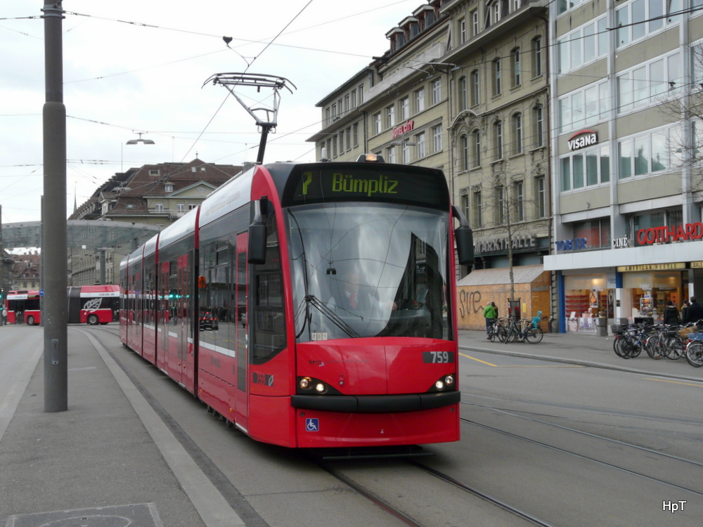 Bern mobil - Tram Be 4/6 759 unterwegs auf der Linie 7 in Bern am 01.03.2014