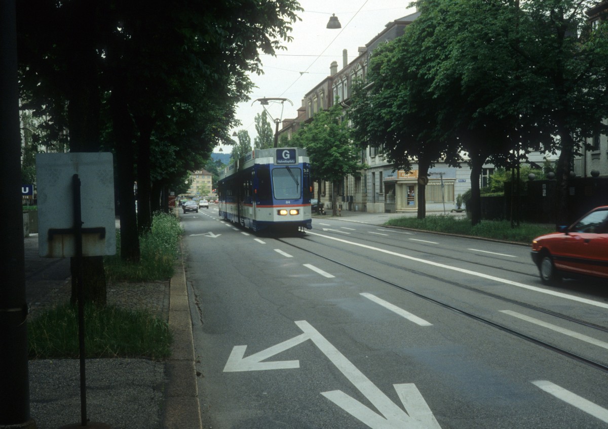 Bern RBS Tram G (Be 4/8 84) Thunstrasse am 7. Juli 1990.