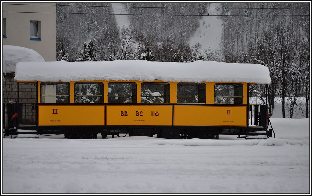 Berninabahn BC 110 in Samedan. (05.02.2014)